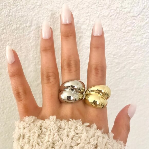 925 Sterling Silver Chunky Ring Thick Dome Ring Silver Statement Ring Bold Ring - Picture 3 of 8